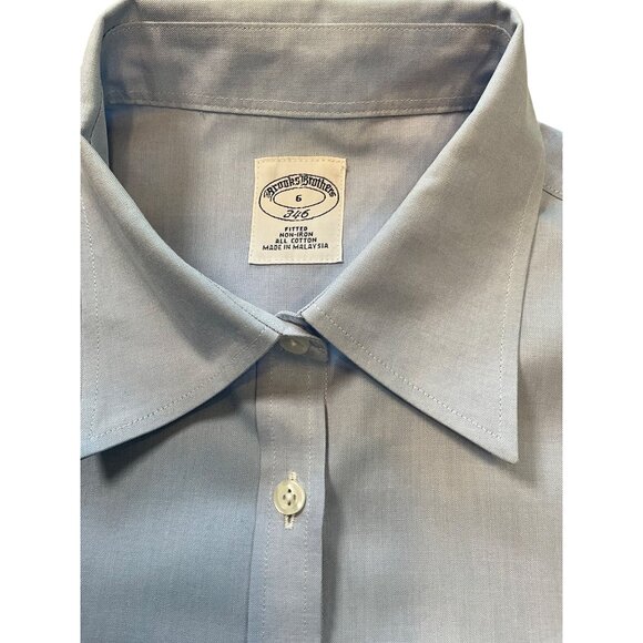 Brooks Brothers #346 Women's Short Sleeve Size 6 Light Blue Blouse Button Up - Picture 2 of 6